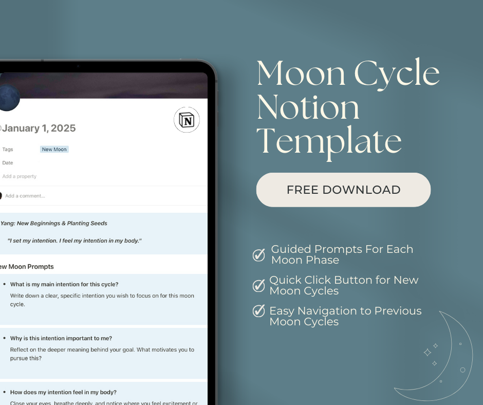 Moon Cycle Intentions Journal Notion Template